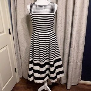 Black and white dress with poofy pleated skirt